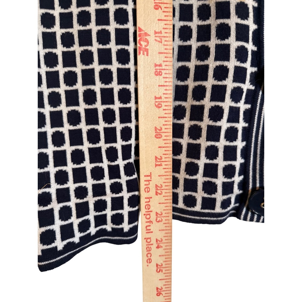 Office Approved Foxcroft Navy Geometric Knit Button Front Cardigan Sweater M - Picture 5 of 6